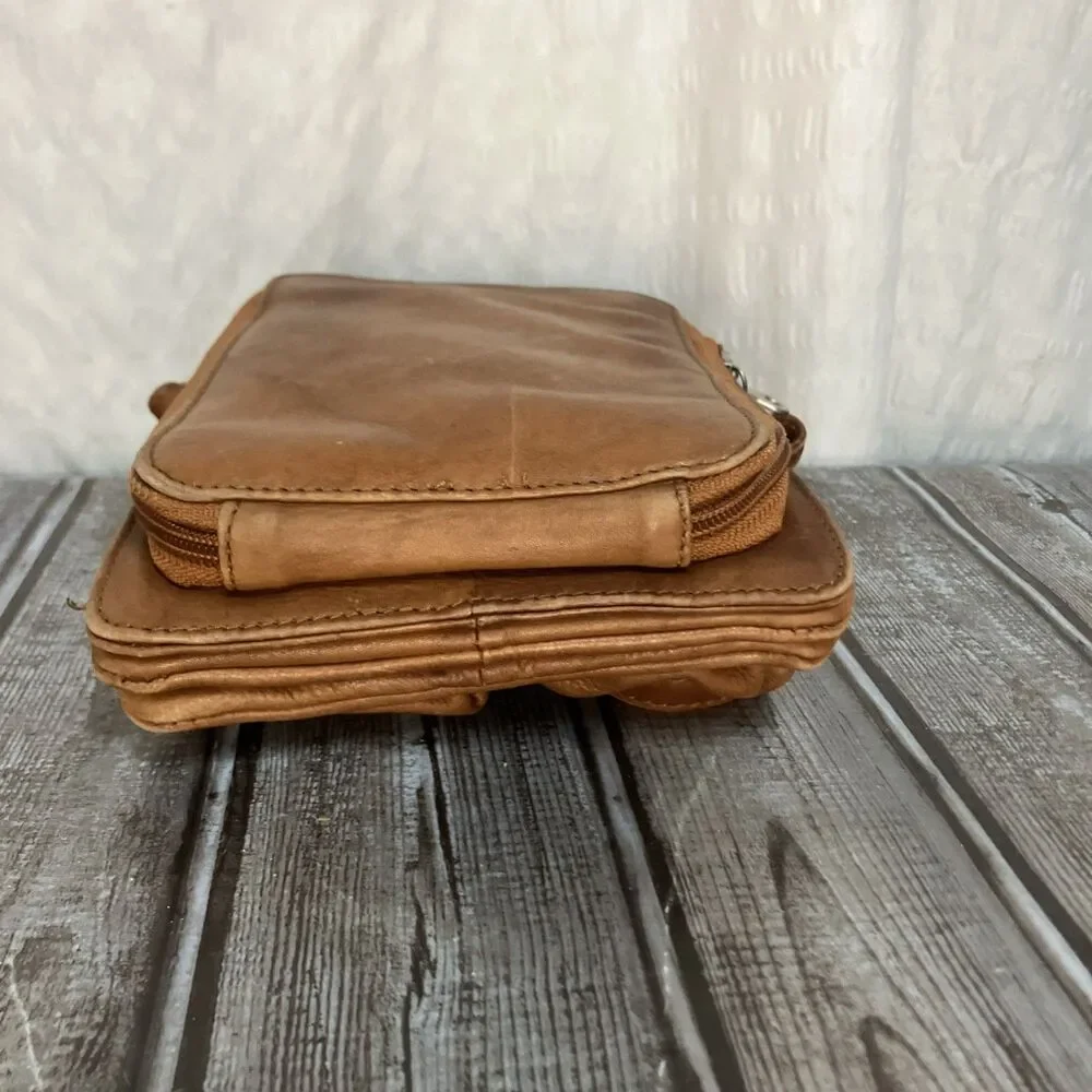 Paul & Taylor Leather Crossbody Bag Brown 8”x6” - Picture 7 of 10
